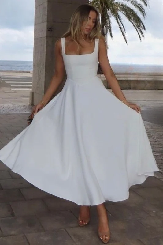 Sleeveless Square Neck Maxi Vacation Dress