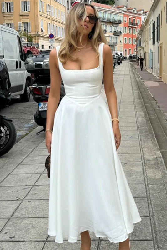 Sleeveless Square Neck Maxi Vacation Dress - Image 3