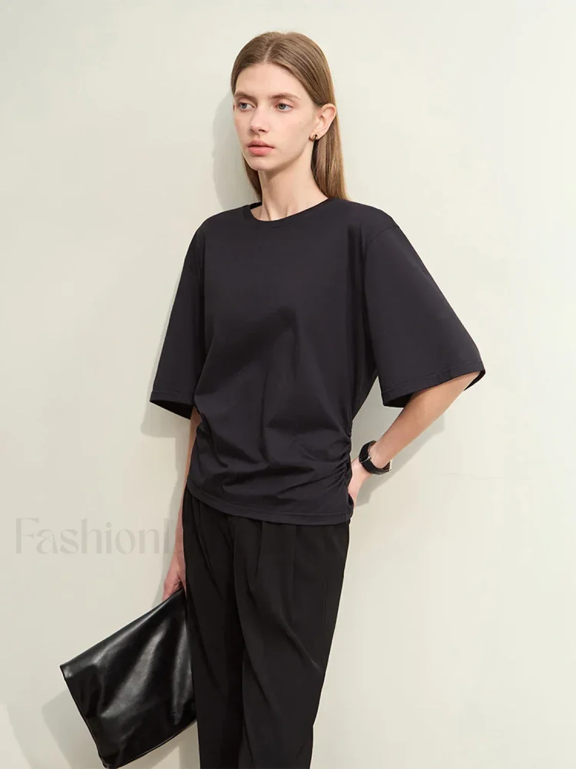 Slightly Elastic Loose Cotton T-Shirt - Image 10