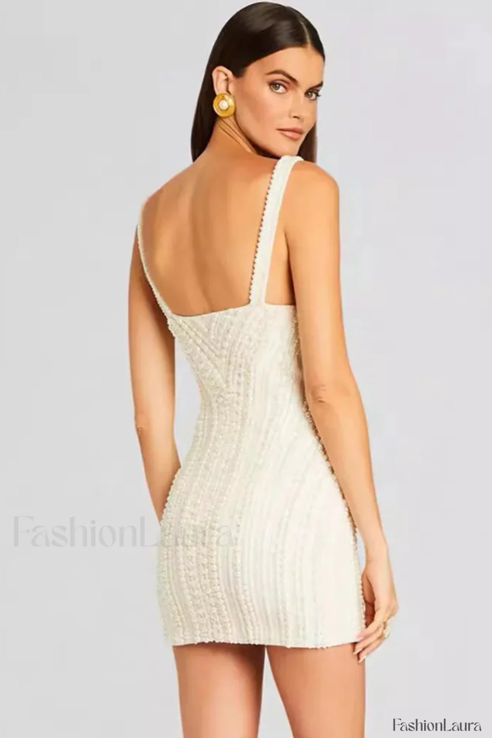 Slim Beaded Strappy Evening Mini Dress - Image 13