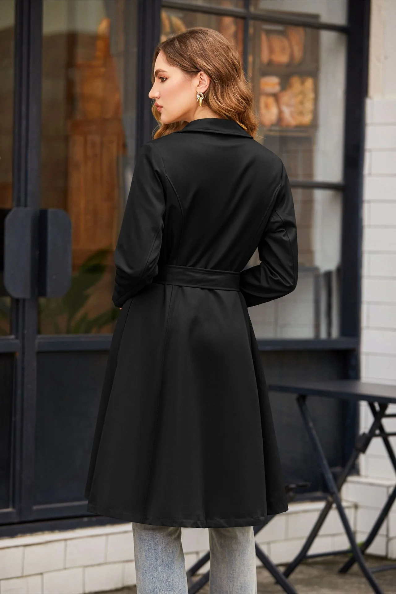Slim Fit Belted Pocket Midi Overcoat - Image 7