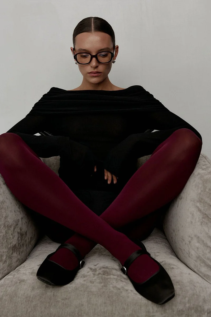 Slim Fit Slit Neck Long Sleeve Knit Top - Image 2