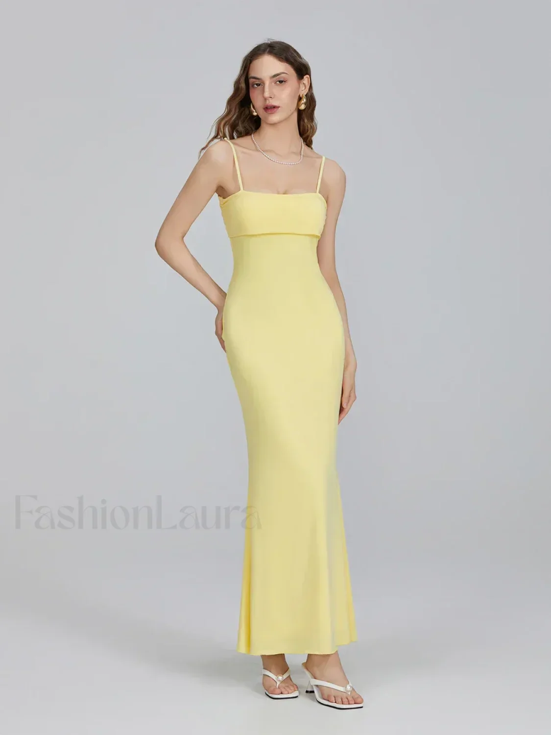 Slim Square Strap Party Maxi Dress - Image 4