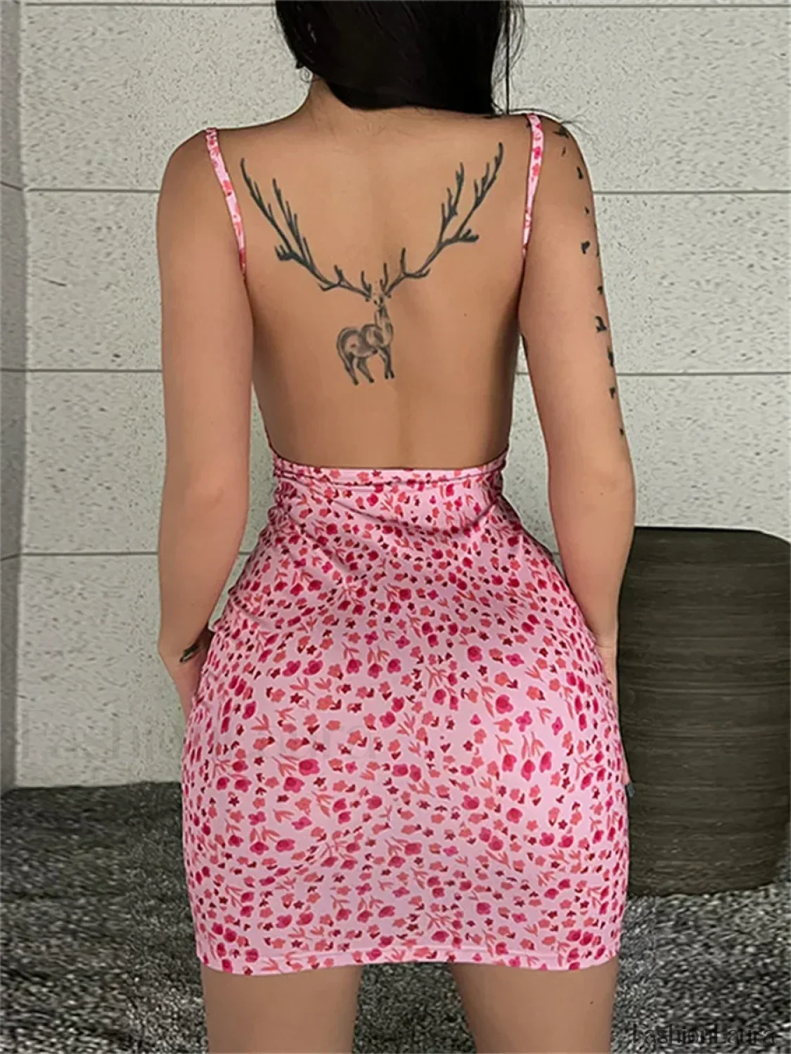 Sling Wrap Bodycon Floral Dress - Image 20