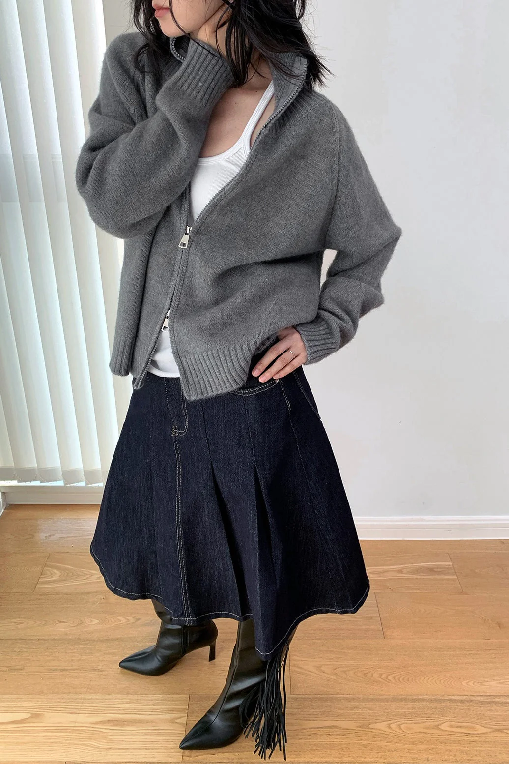Soft Knit Zipper Cardigan - Image 11