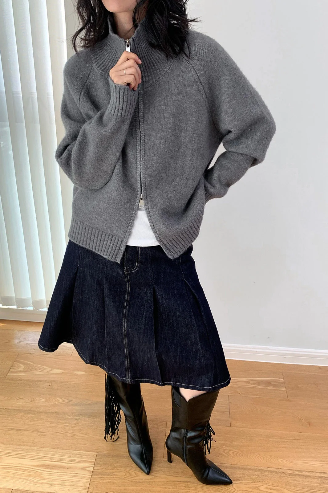 Soft Knit Zipper Cardigan - Image 13