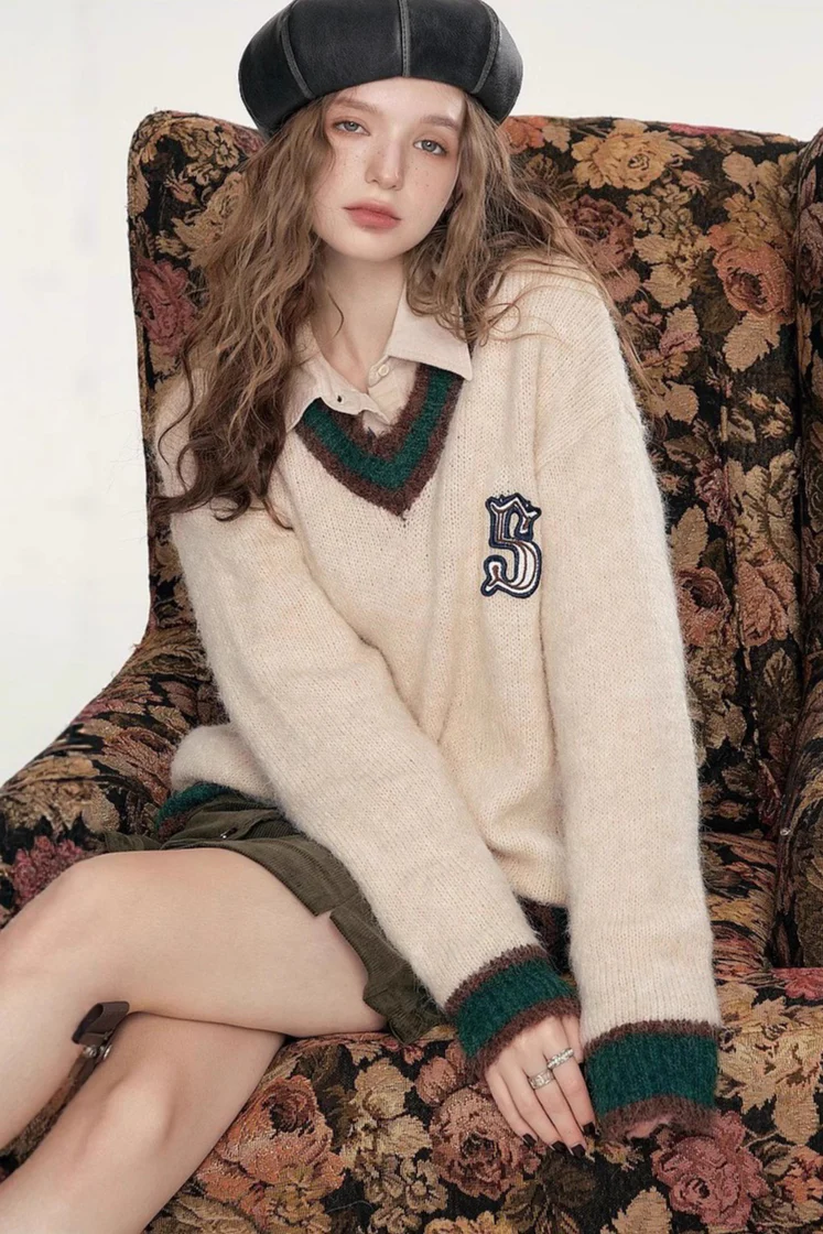 Soft Mohair V Neck Pullover Sweater - Image 5