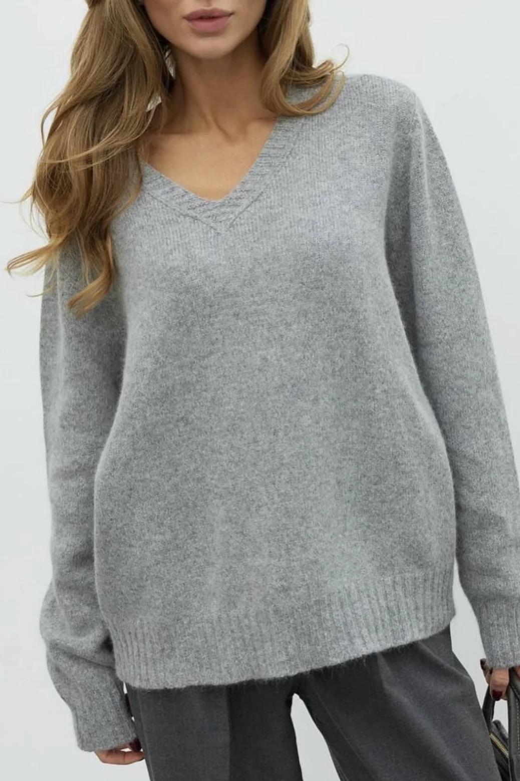 Soft V Neck Relaxed Fit Sweater - Image 4