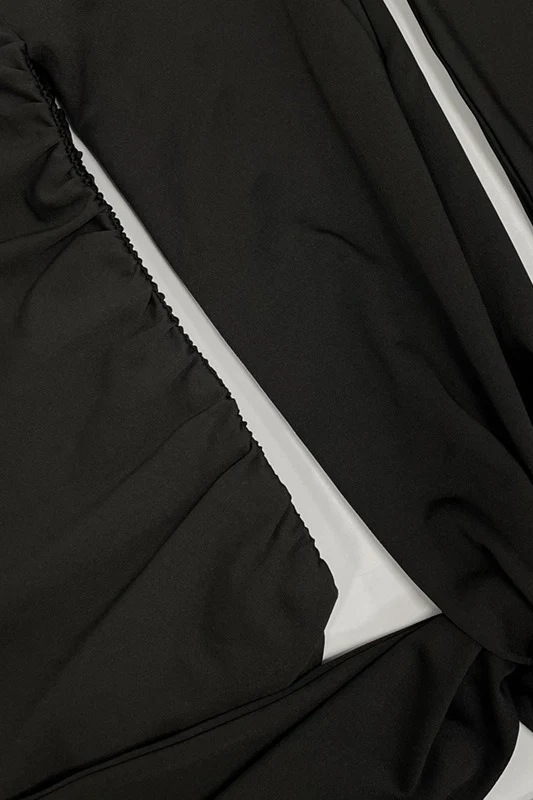 Solid Asymmetrical Neck Cutout Tie Fitted Bodycon Mini Dress - Image 12