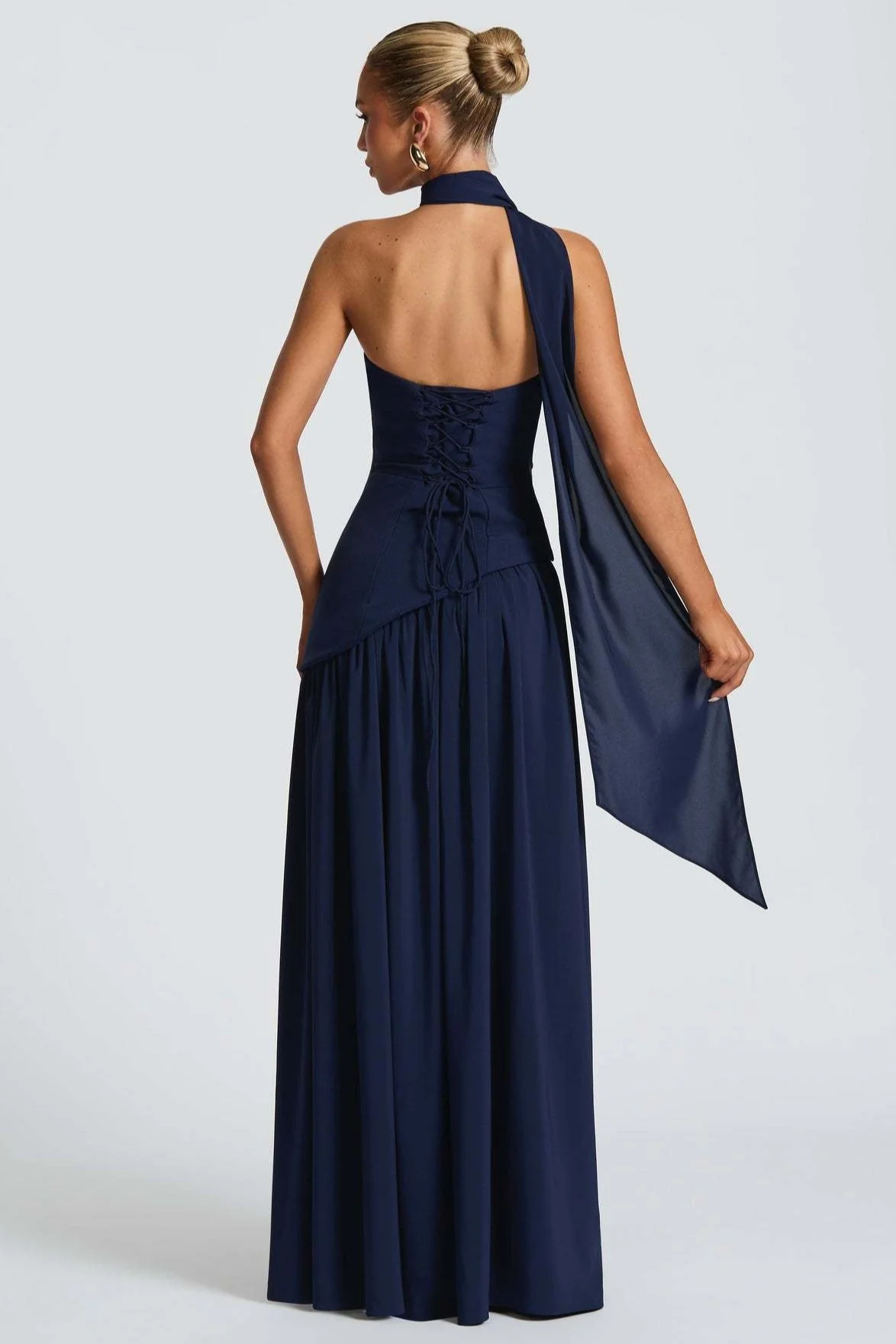 Solid Bustier High Slit Formal Dress - Image 14