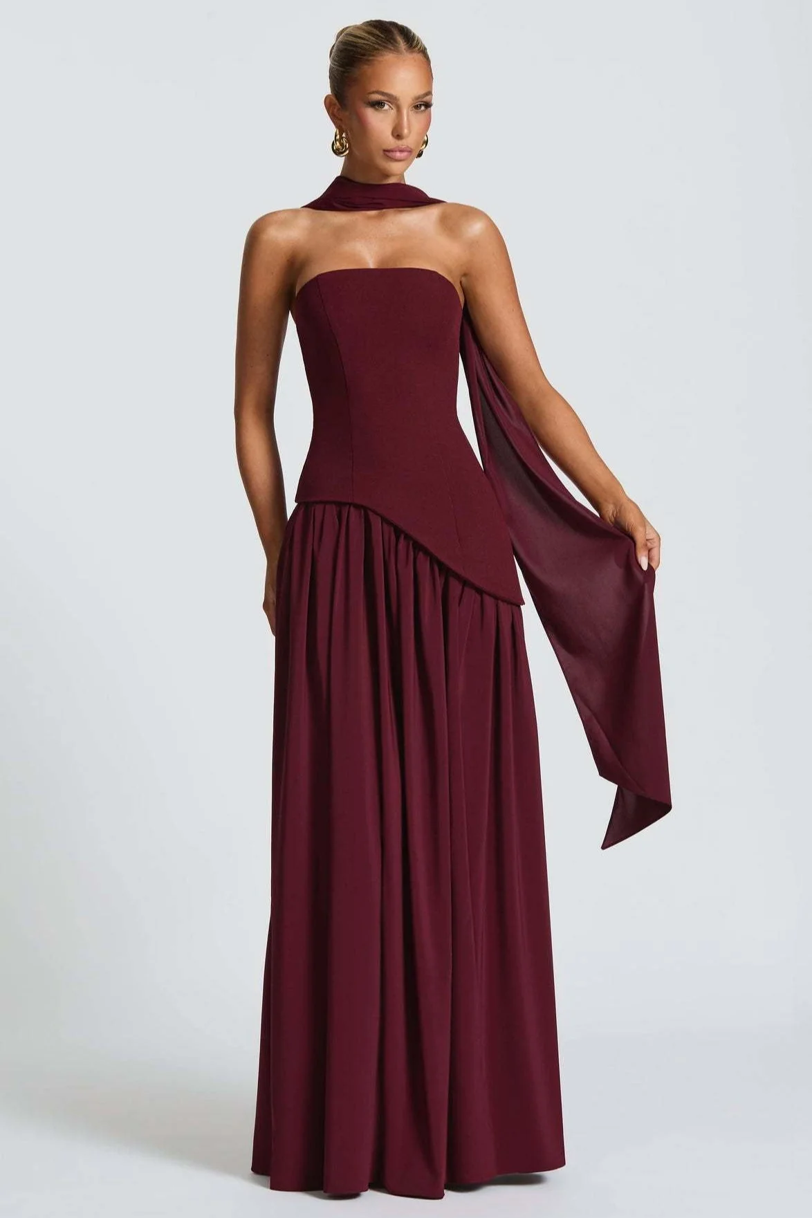 Solid Bustier High Slit Formal Dress - Image 18