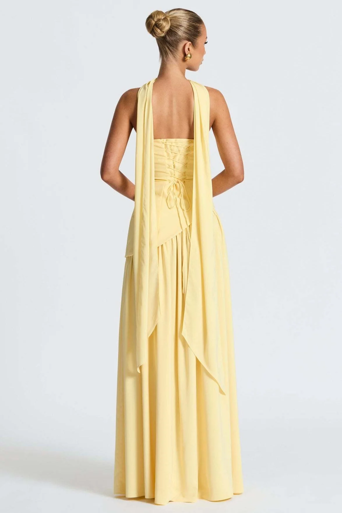 Solid Bustier High Slit Formal Dress - Image 2