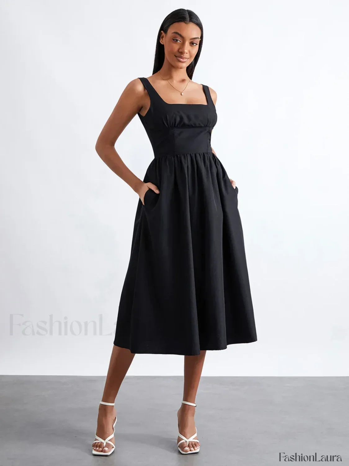 Solid Cami High-Waist Midi Dress - Image 10