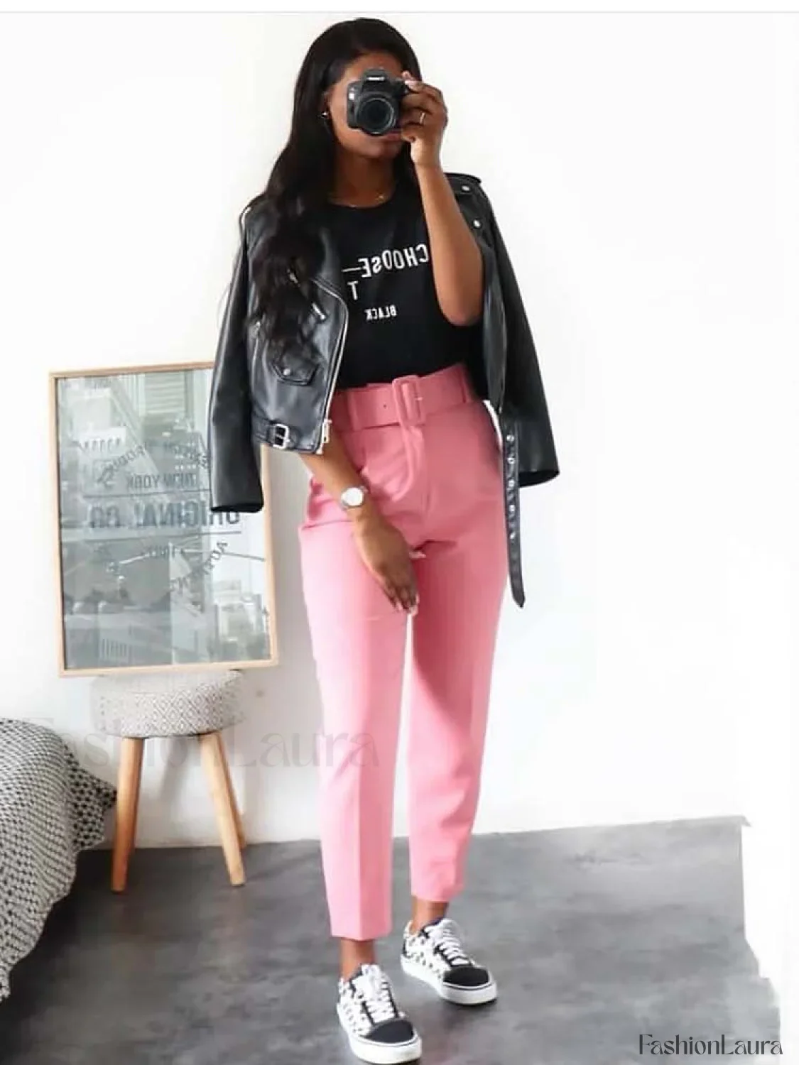 Solid Color Belted Pencil  Pants - Image 20