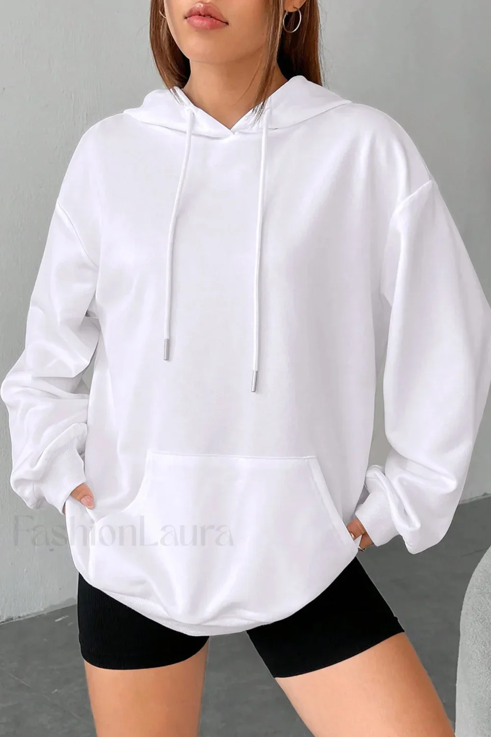 Solid Color Casual Pocket Hoodie - Image 2