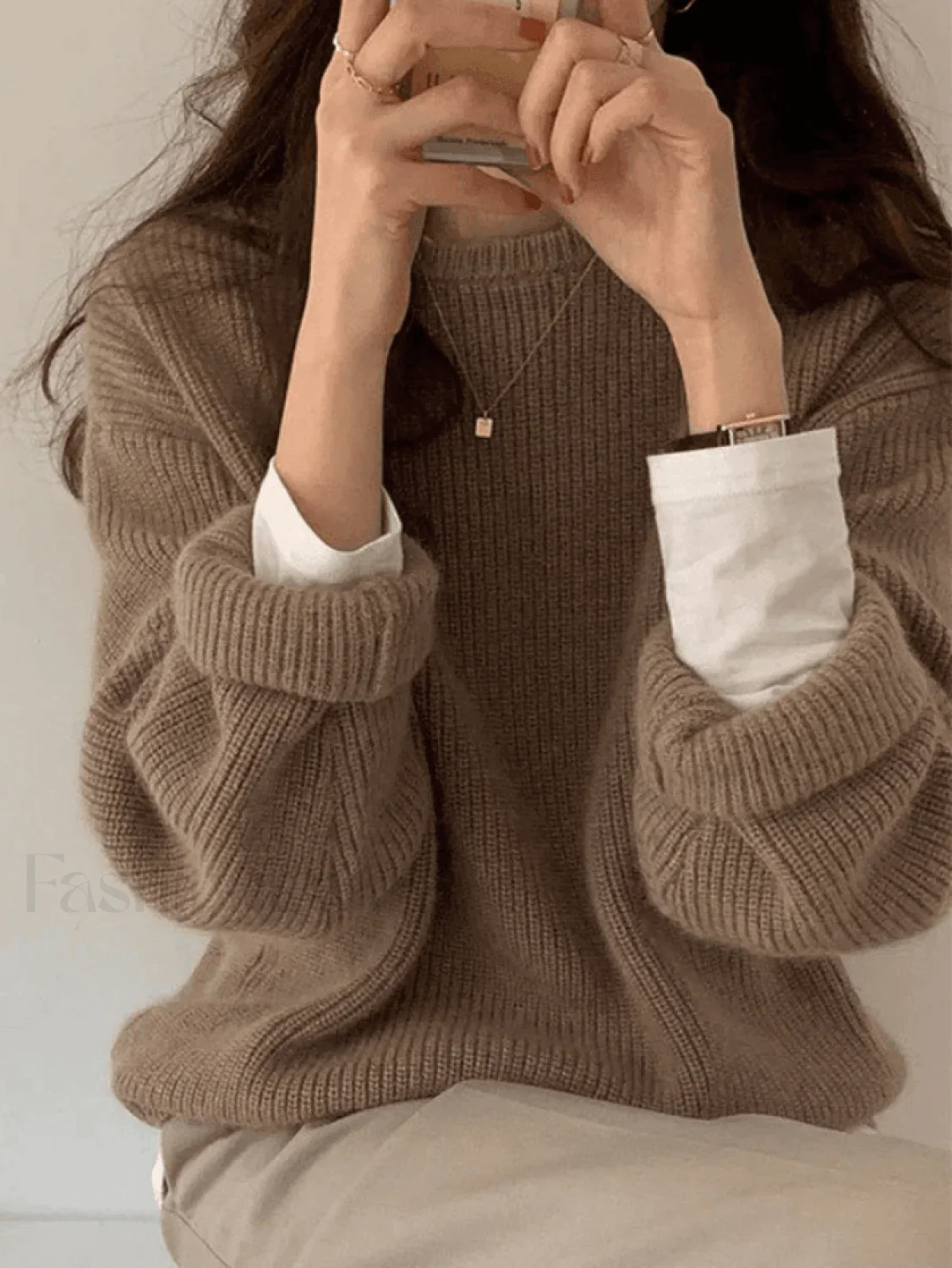 Solid Color Crew Neck Pullover Sweater - Image 14