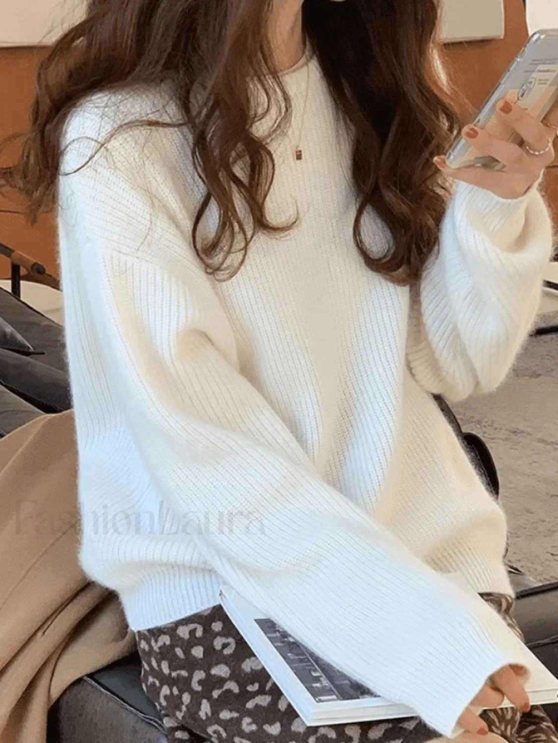 Solid Color Crew Neck Pullover Sweater - Image 18