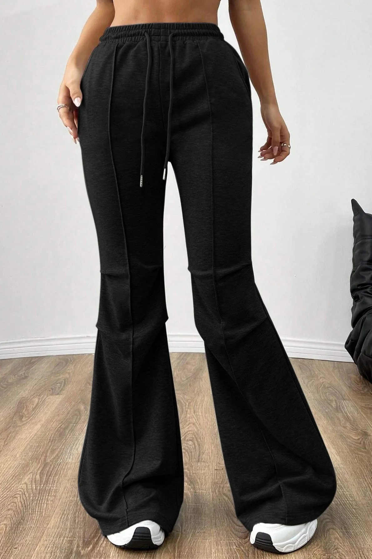 Solid Color Flare Casual Sweat Pants - Image 5