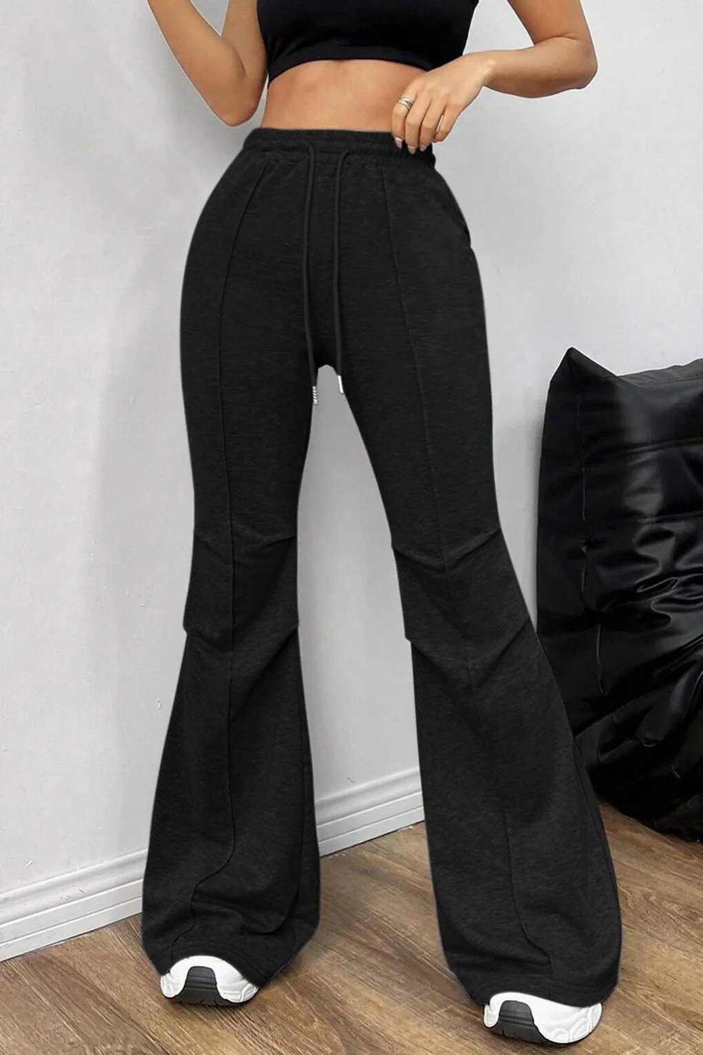 Solid Color Flare Casual Sweat Pants - Image 7