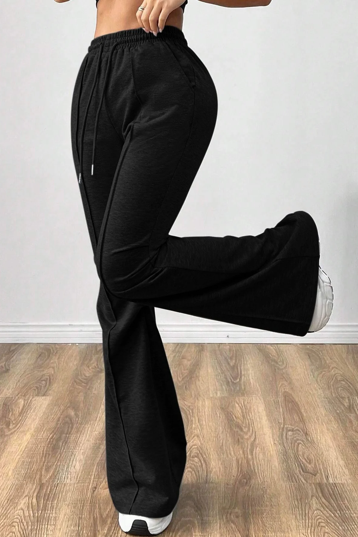 Solid Color Flare Casual Sweat Pants - Image 8