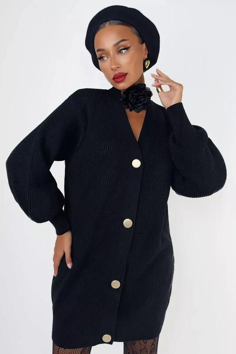 Solid Color Relaxed Knit Cardigan - Image 18