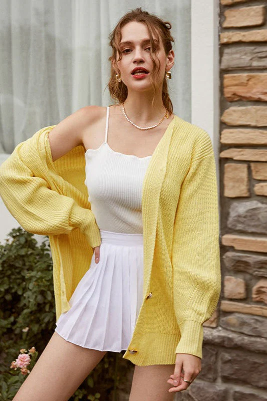 Solid Color Relaxed Knit Cardigan - Image 20