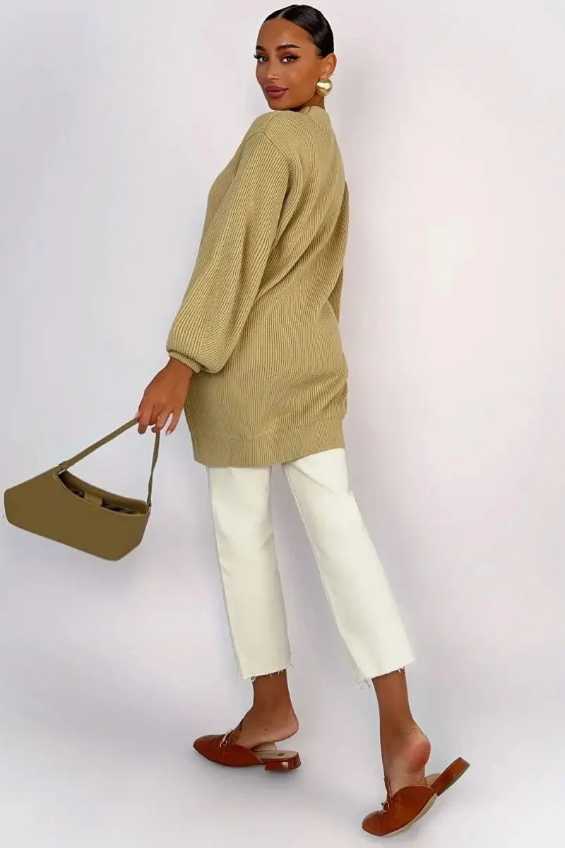 Solid Color Relaxed Knit Cardigan - Image 6