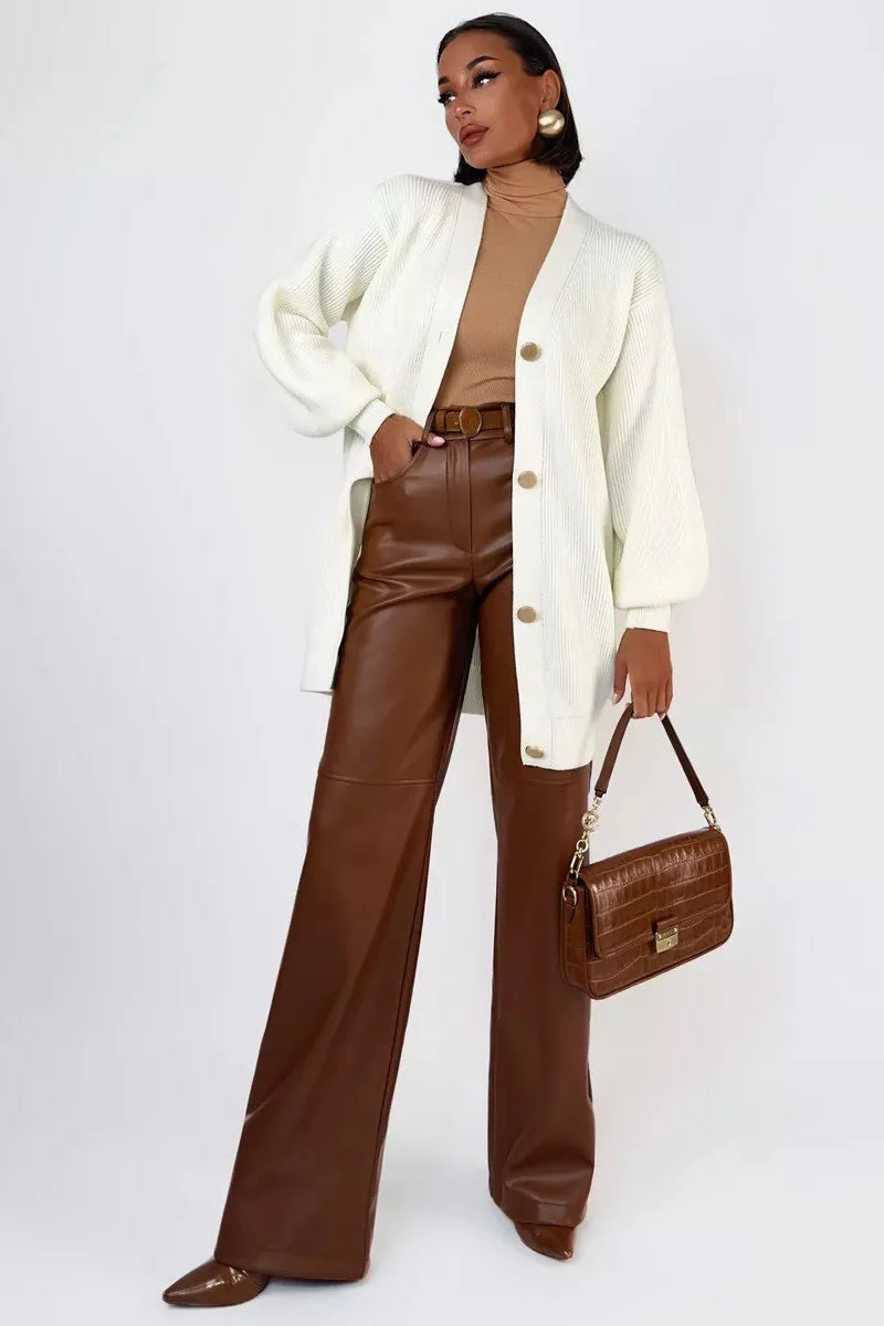 Solid Color Relaxed Knit Cardigan - Image 9