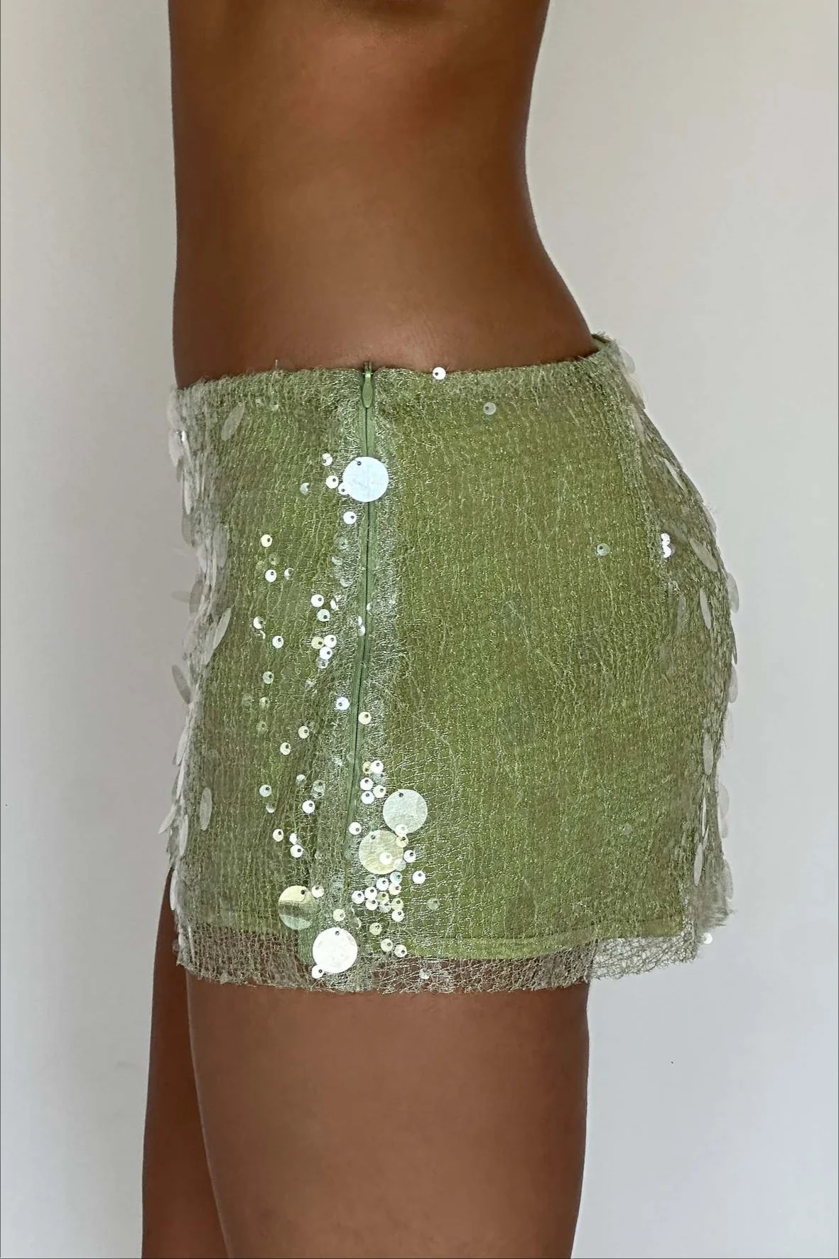 Solid Color Sequin Fitted Party Mini Skirt - Image 2