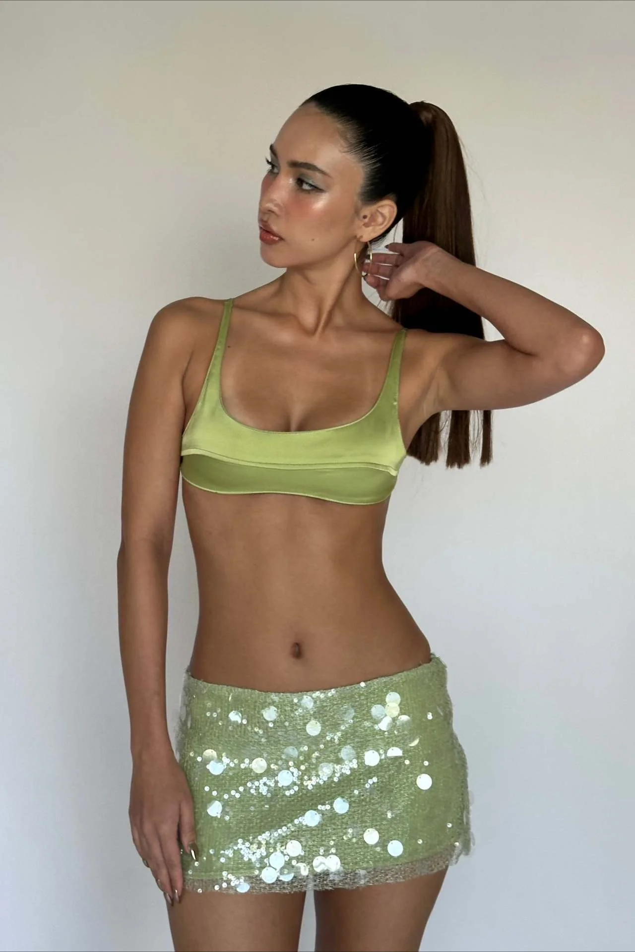 Solid Color Sequin Fitted Party Mini Skirt - Image 3