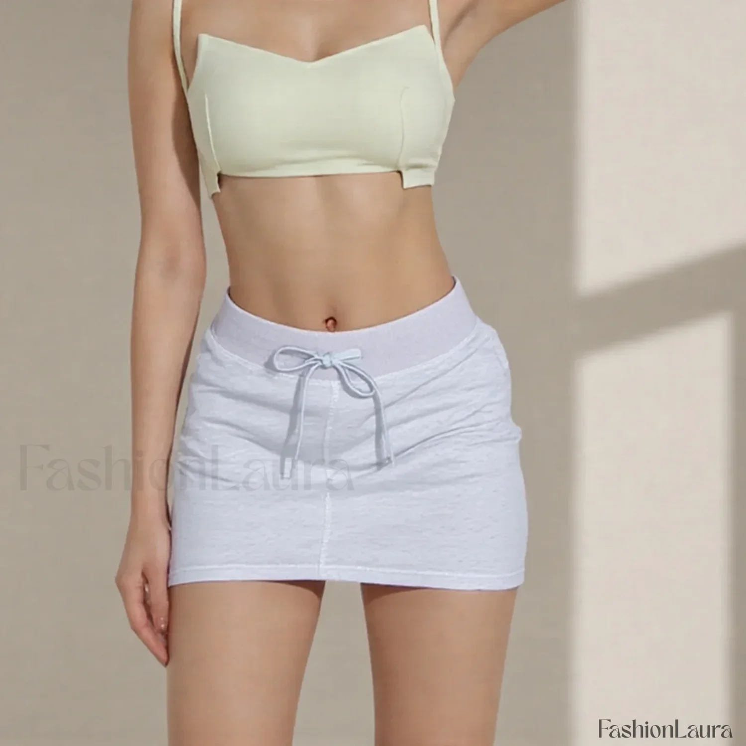 Solid Drawstring Bodycon Skirt - Image 10