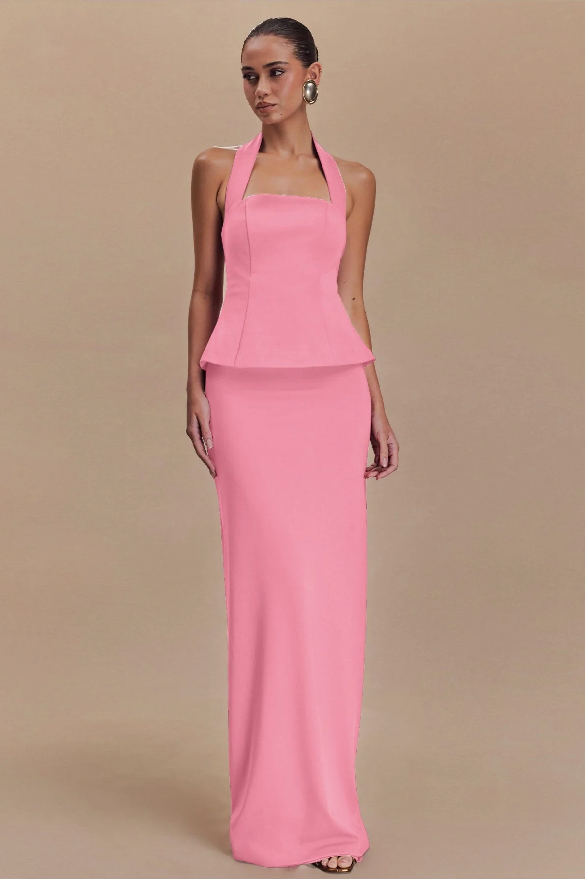 Solid Halter Backless Maxi Formal Dress - Image 11
