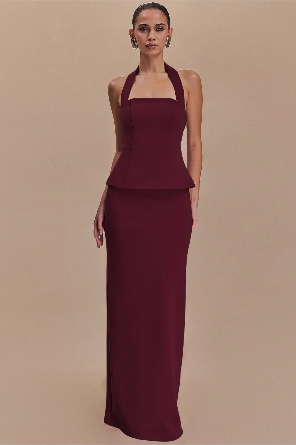 Solid Halter Backless Maxi Formal Dress - Image 12