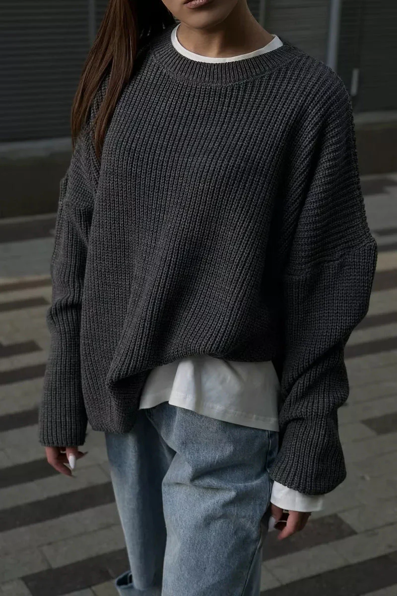 Solid Knit Crewneck Pullover Sweater - Image 5
