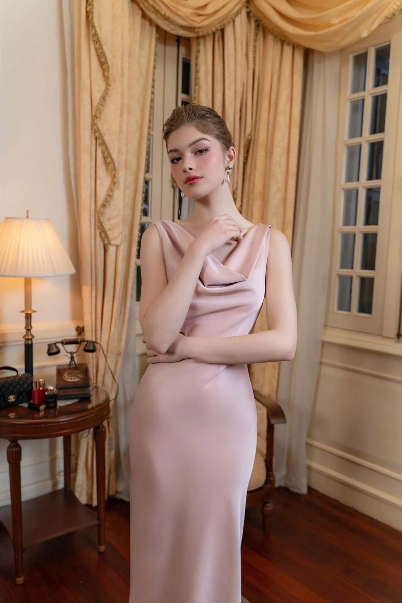 Solid Satin Evening Maxi Dress - Image 15