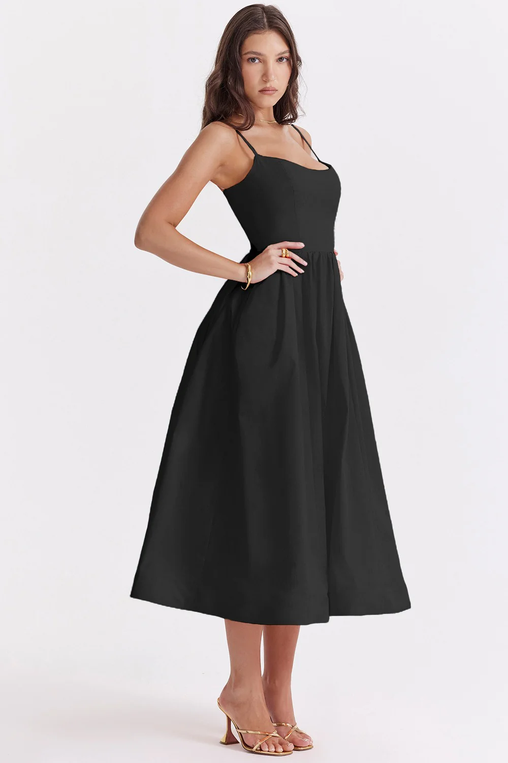 Solid Sexy Backless Spaghetti Strap Swing Prom Dress - Image 6
