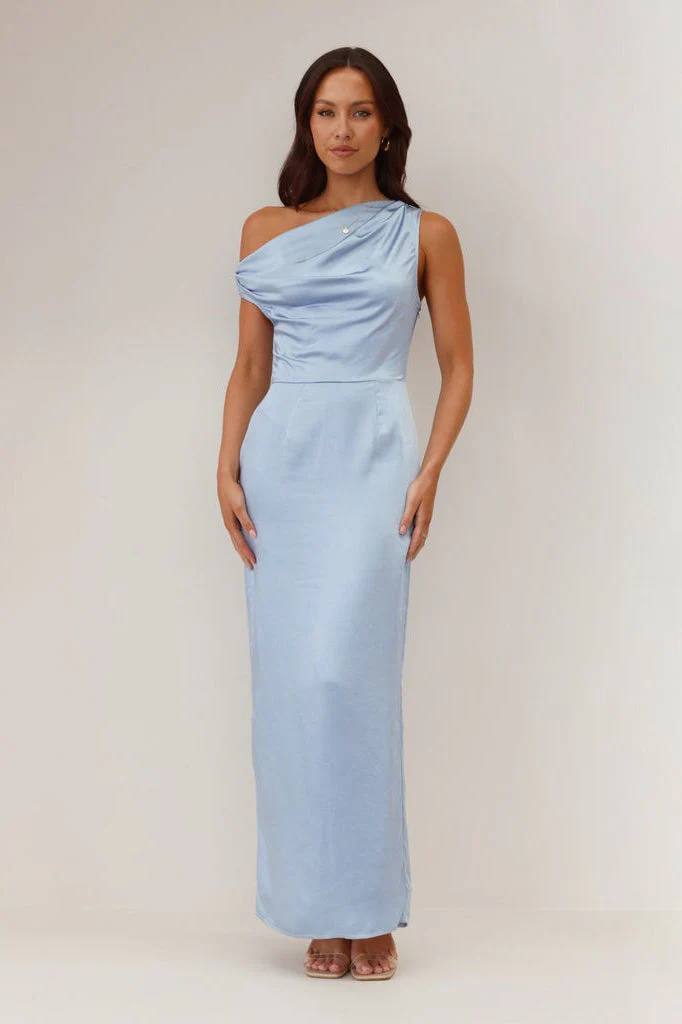 Solid Sleeveless Asymmetric Formal Dress - Image 10