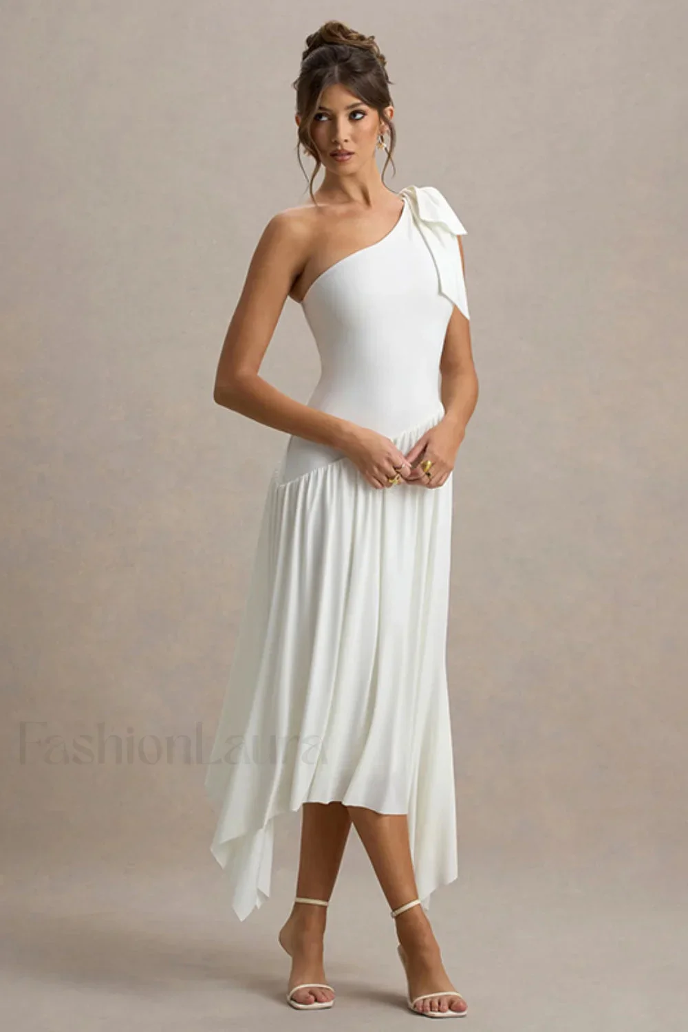Solid Sleeveless One-Shoulder Maxi Dress - Image 7