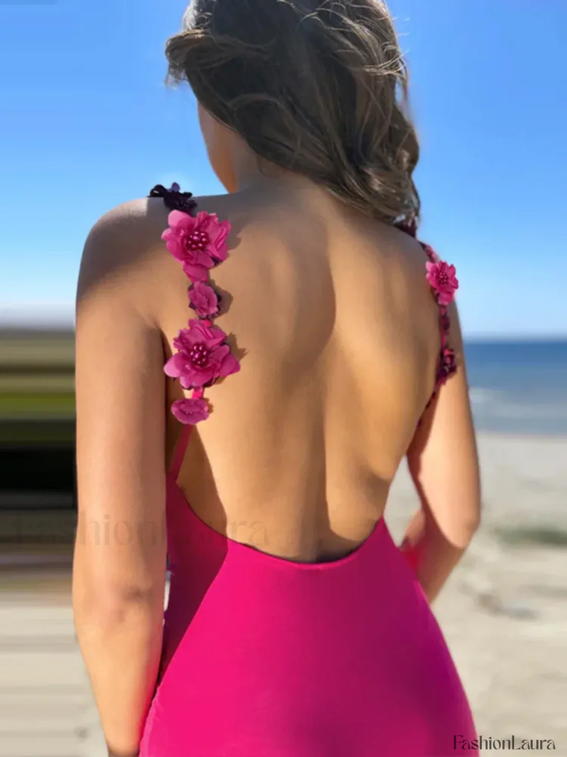 Spaghetti Rose Backless Maxi Dress - Image 16