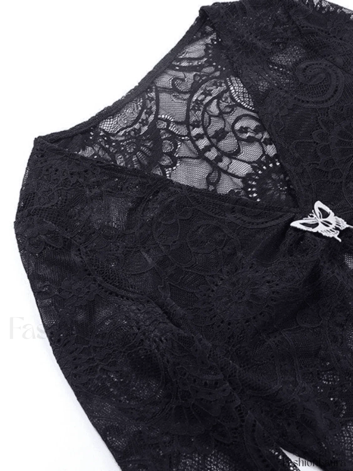 Split Lace Cropped Long Sleeve Blouse - Image 14