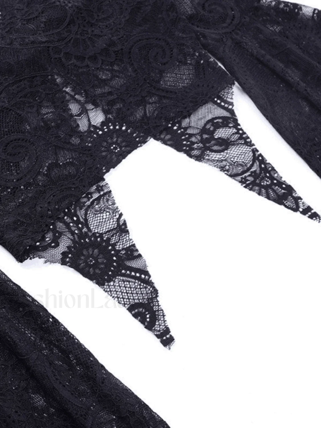 Split Lace Cropped Long Sleeve Blouse - Image 6