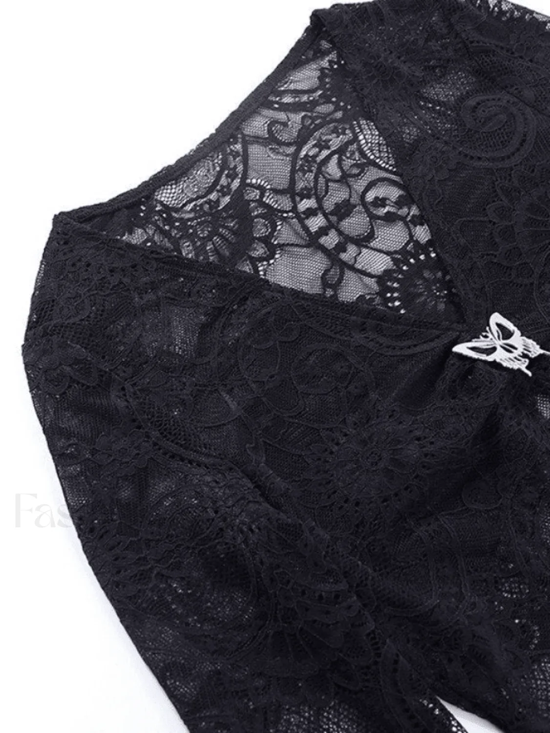 Split Lace Cropped Long Sleeve Blouse - Image 8