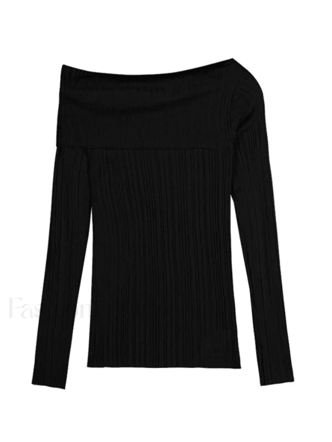 Split Off Shoulder Ribbed Knit Top - Image 17