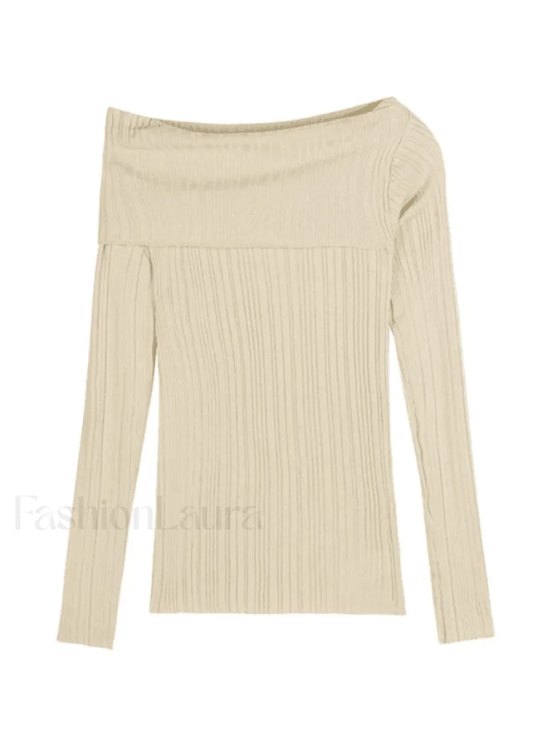 Split Off Shoulder Ribbed Knit Top - Image 19