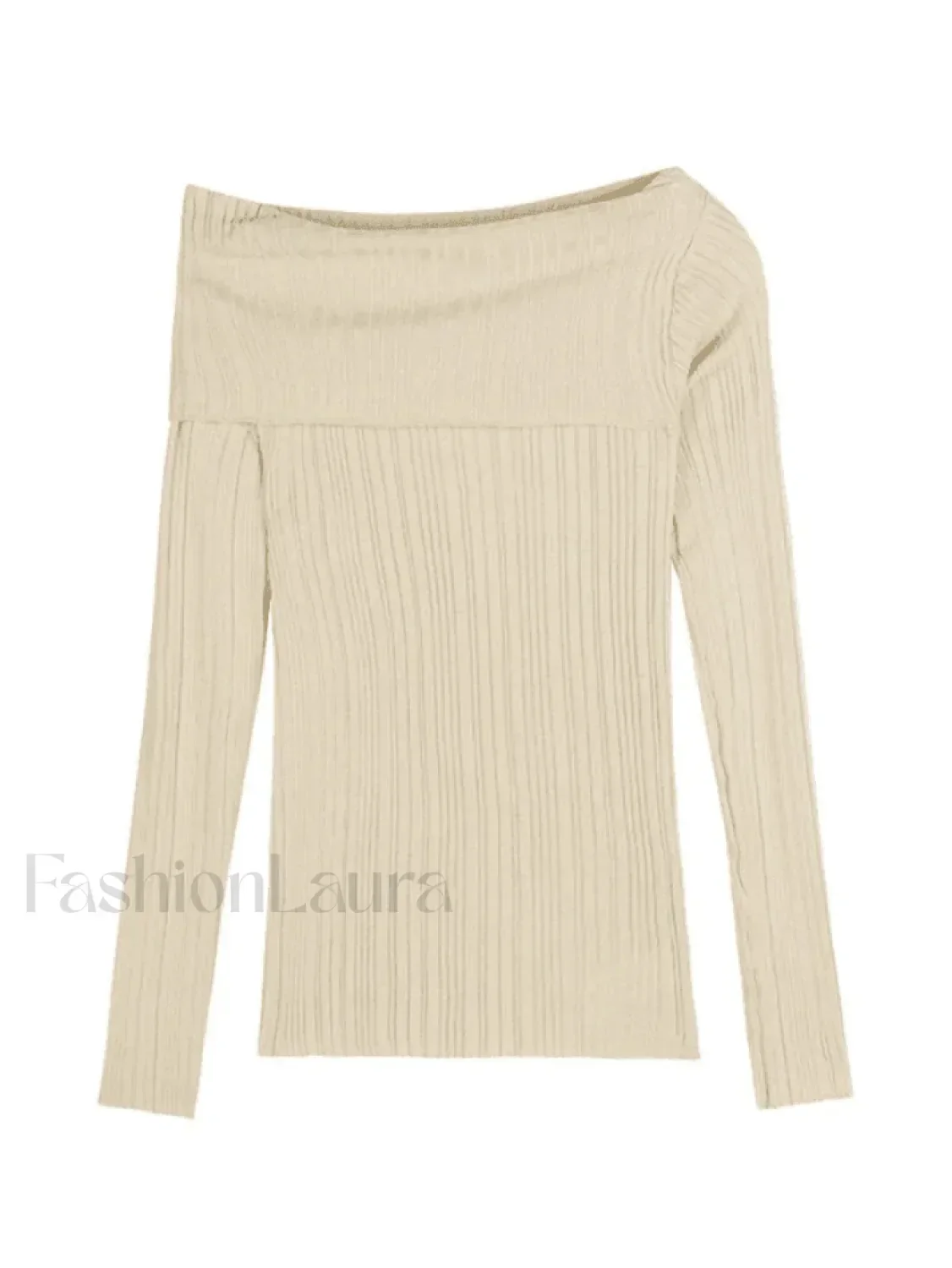 Split Off Shoulder Ribbed Knit Top - Image 6