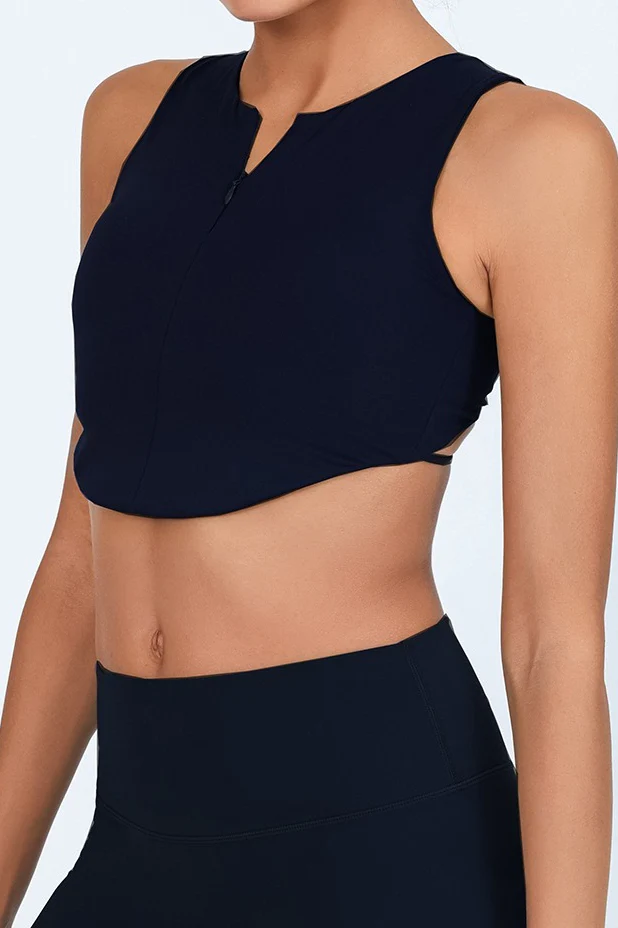 Sports Style Zip Front Crop Top - Image 12