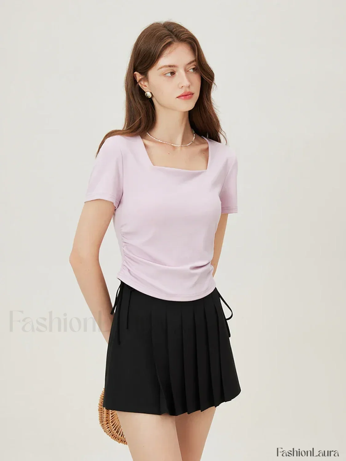 Square Collar Casual Elegant T-Shirt - Image 17