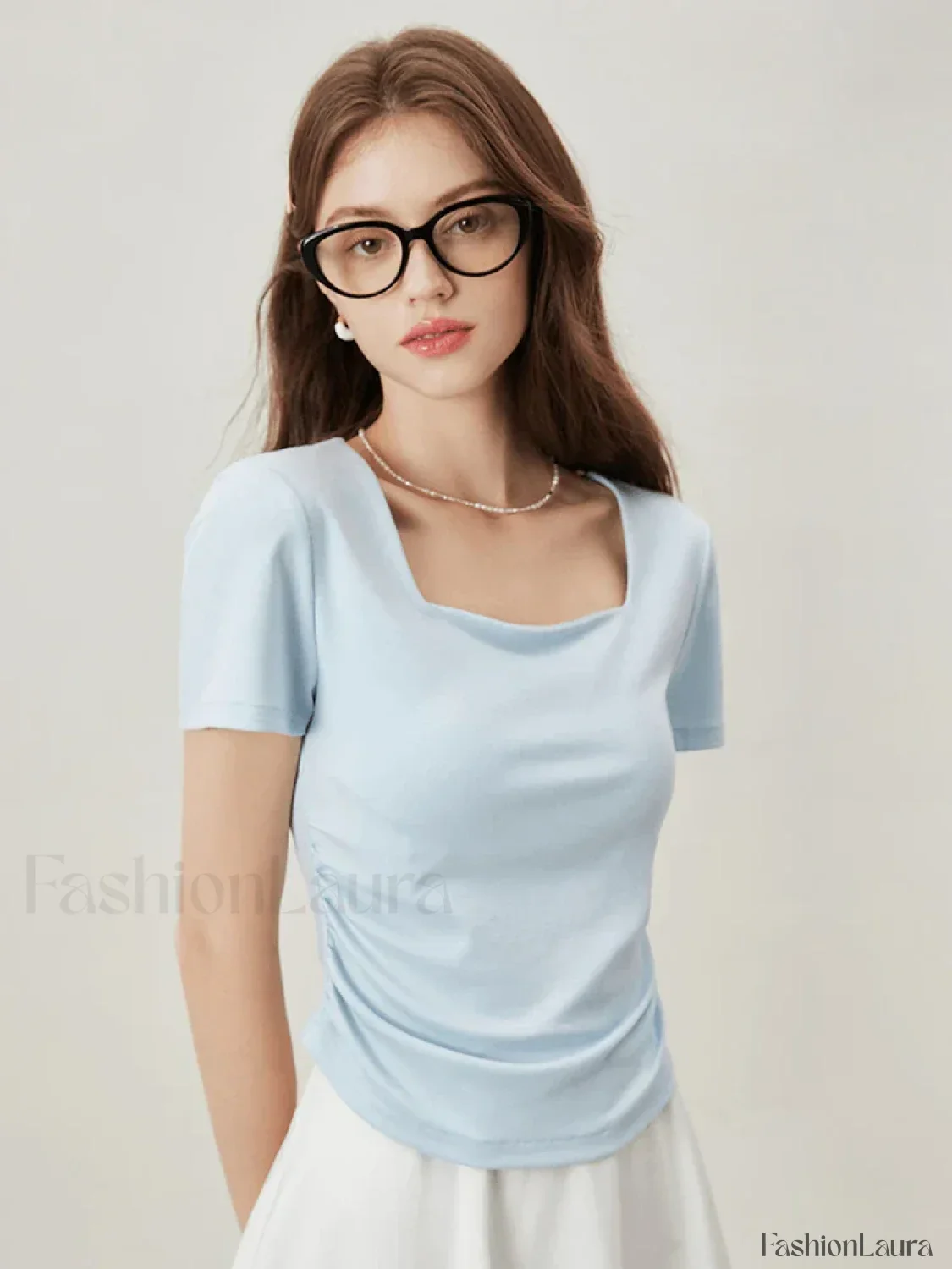 Square Collar Casual Elegant T-Shirt - Image 18