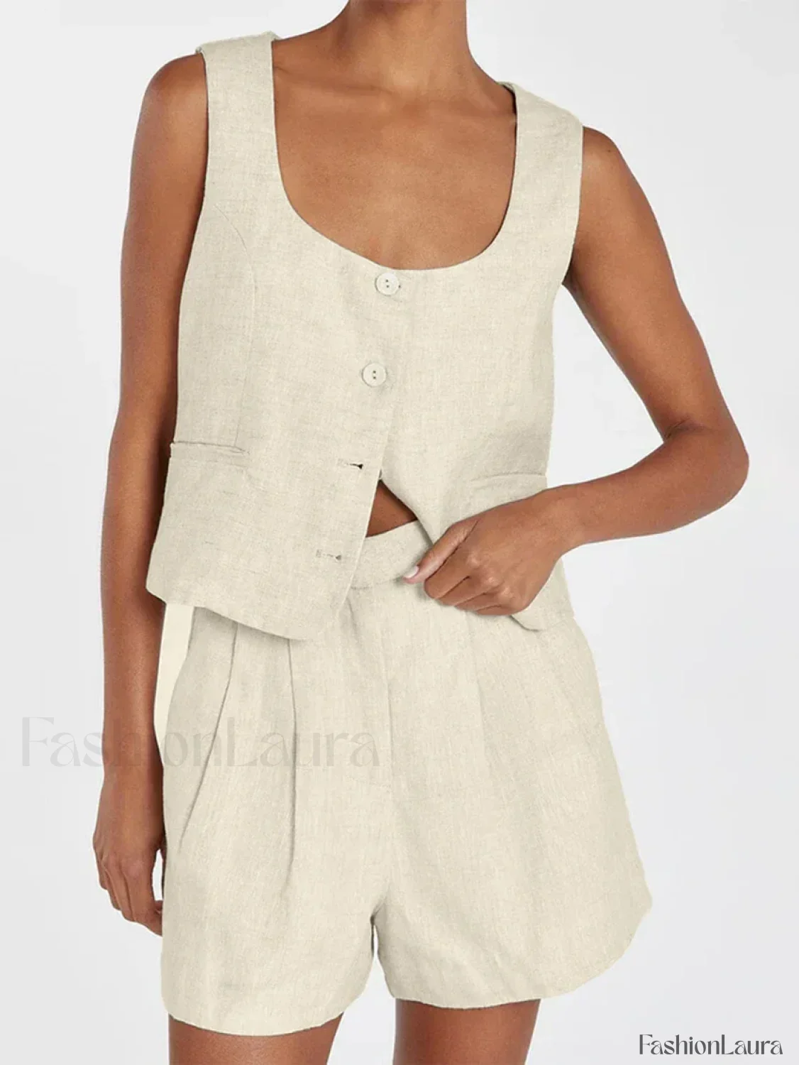 Square Collar Pajama Shorts Two Piece Set - Image 17