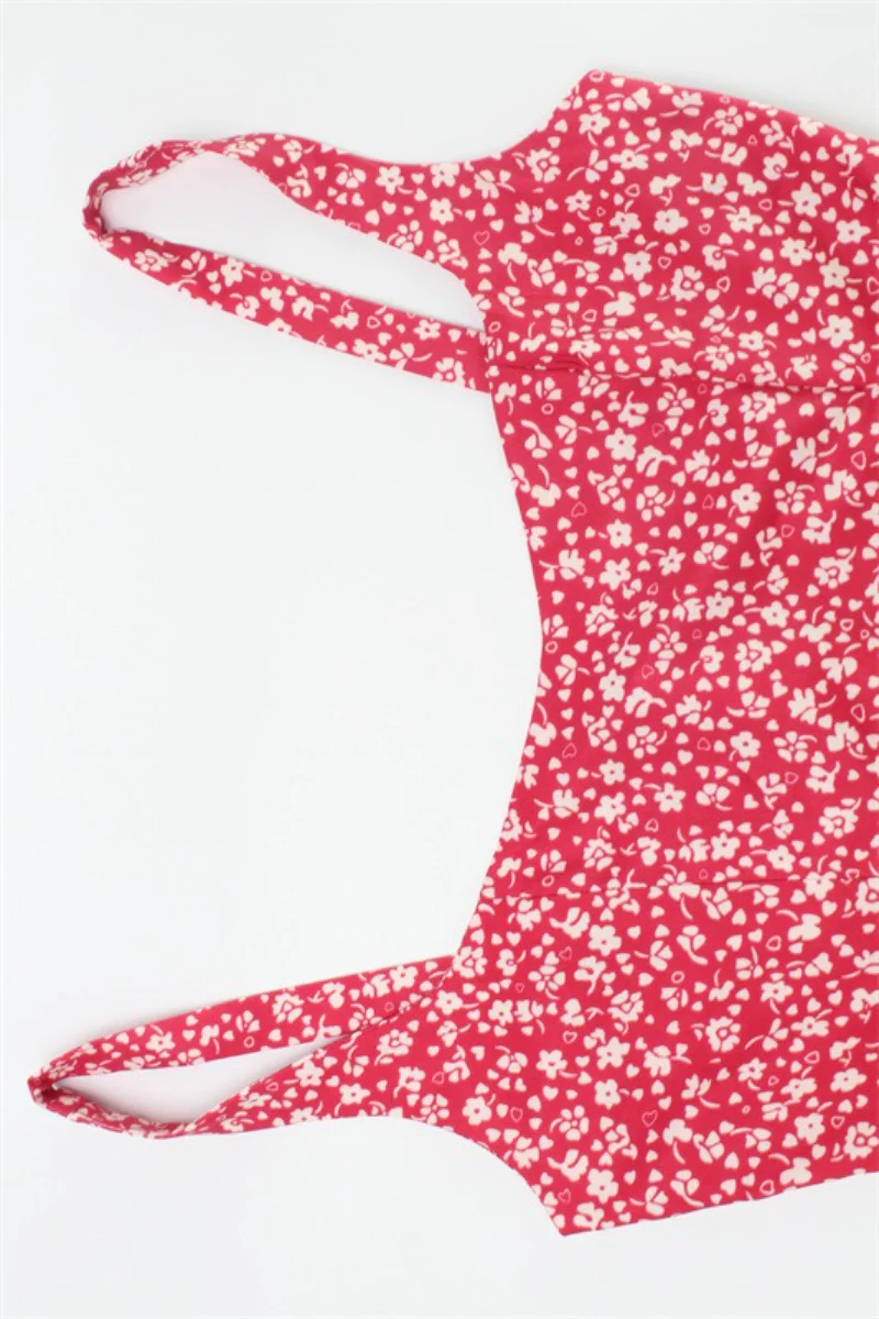 Square Neck Backless Strap A Line Floral Dress - Image 8